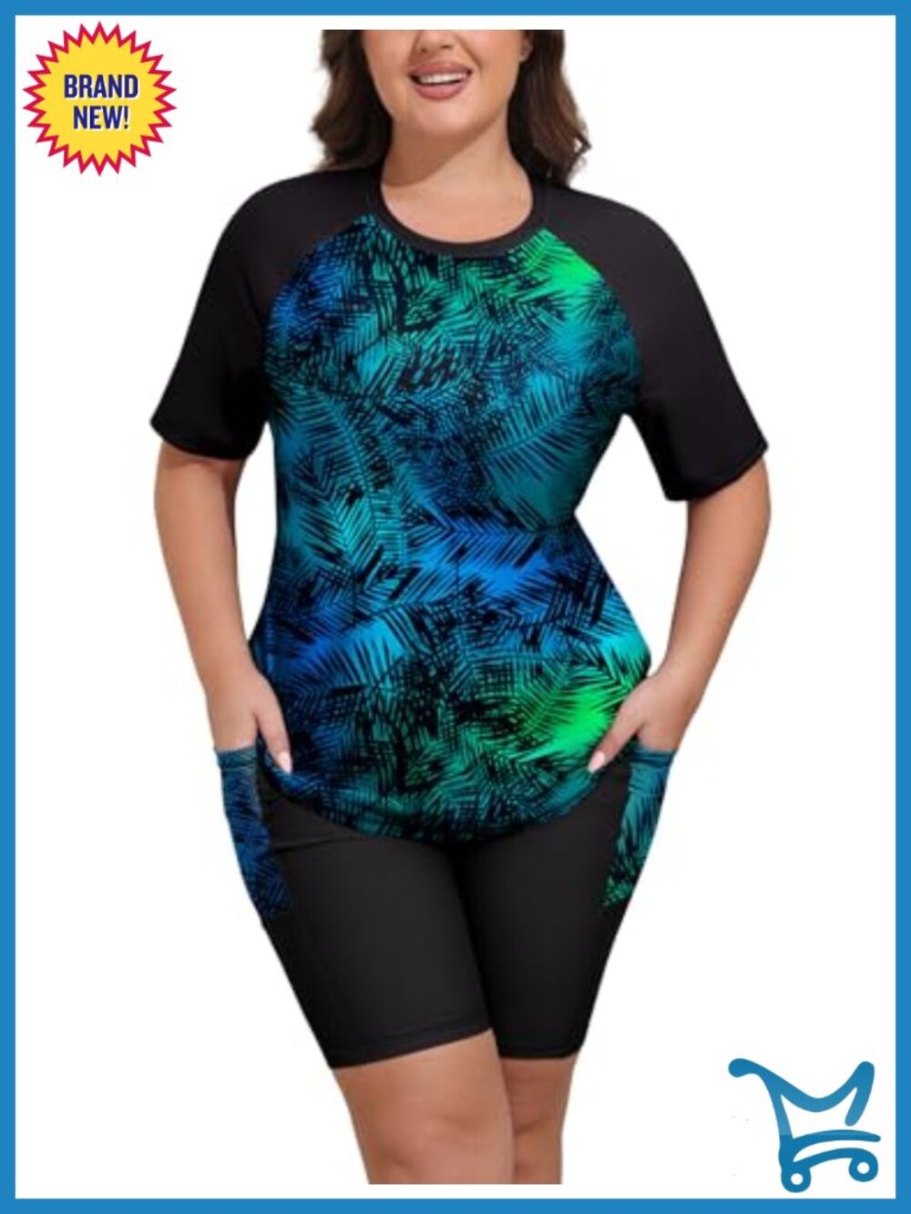 Rash Guard Set Long Sleeve Swim Top High Waisted Boyshort UPF 50